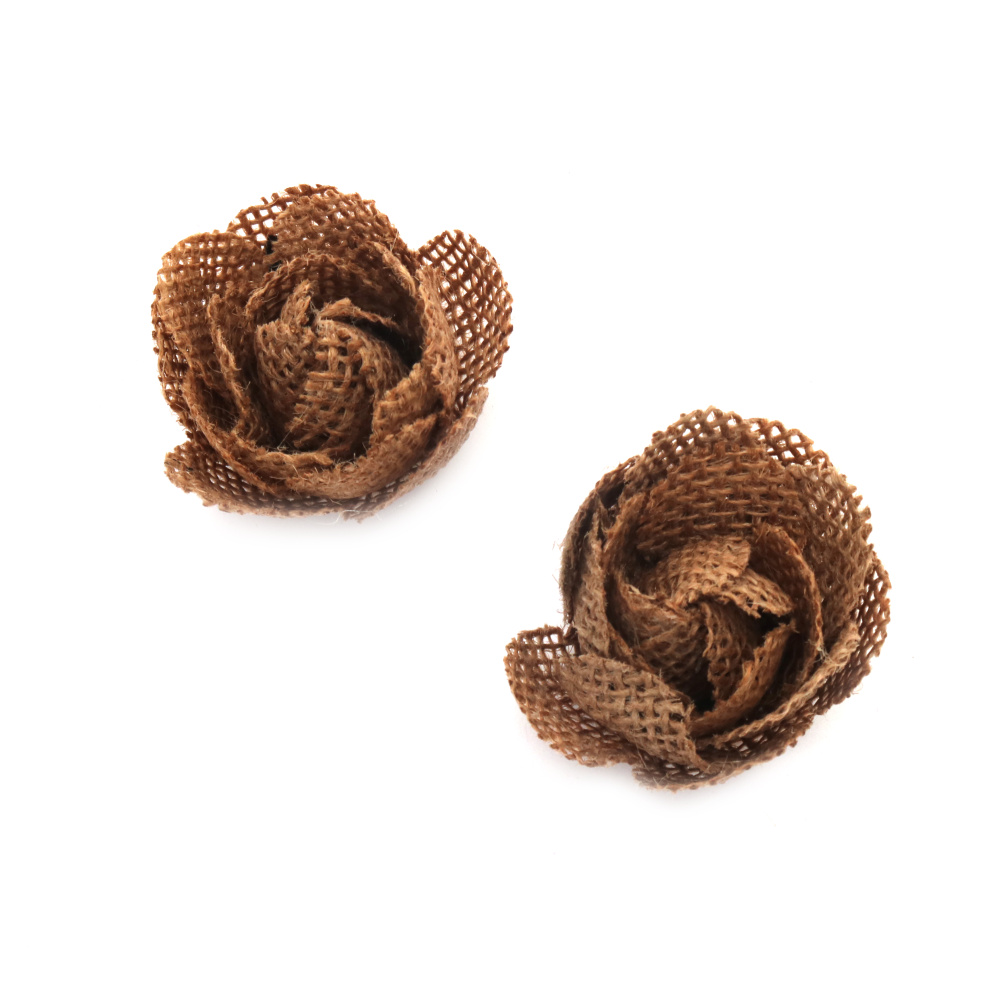 Burlap Rose Flowers for Decoration & DIY Crafts, Size: 45x29 mm - 2 pieces