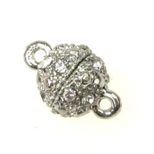 DIY Clasp magnetic type shambal 15 ~ 16x10 ~ 11 mm hole 2 mm color silver