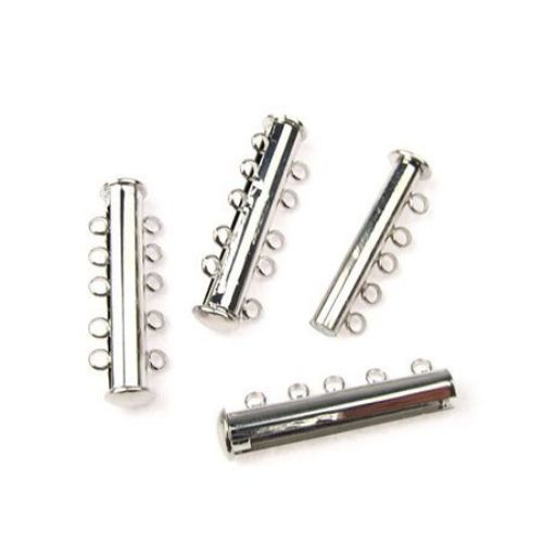 Magnetic clasp 30x10x7 mm two parts five ears color silver