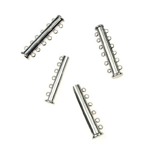 Magnetic clasp 35x10x7 mm two parts six ears color silver