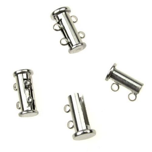 Magnetic clasp 15x10x7 mm two parts two ears color silver