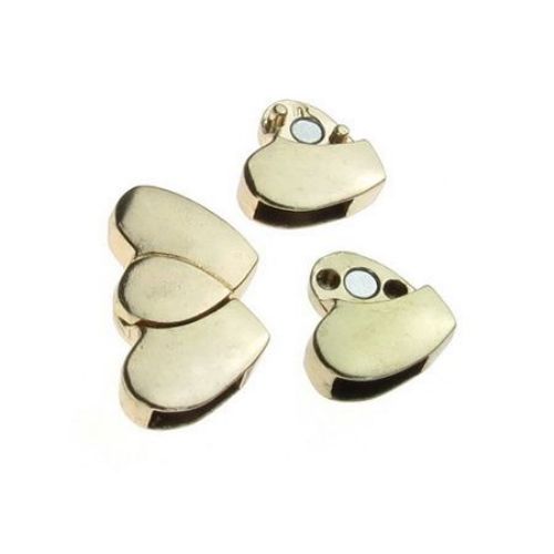 Metal Two-piece Heart-shaped   Magnetic Clasp / 17x29x6 mm, Hole: 11x4 mm / Rose Gold 
