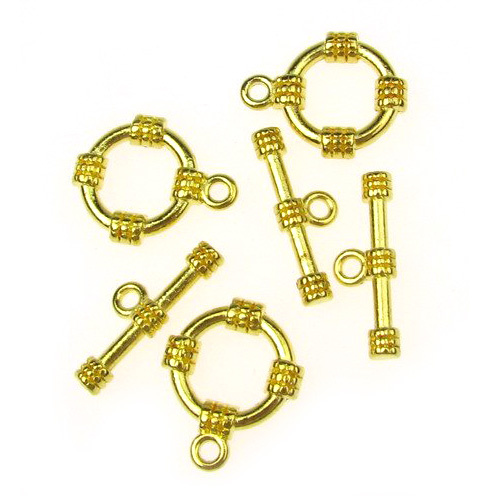 Metal clasp two parts circle 15x19 mm, 20x7 mm hole 2 mm color gold -5 sets