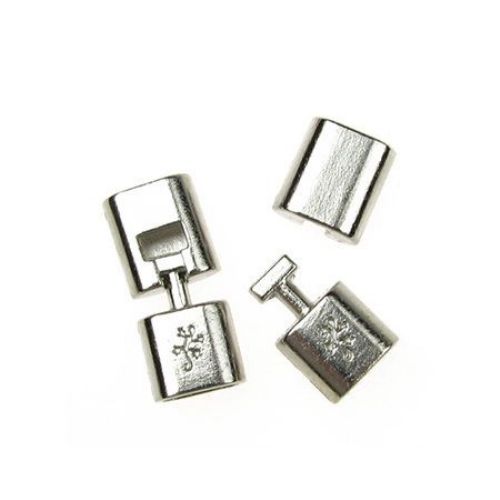 Metal clasp two parts 32x14x8 mm hole 6x11 mm color silver-1 set