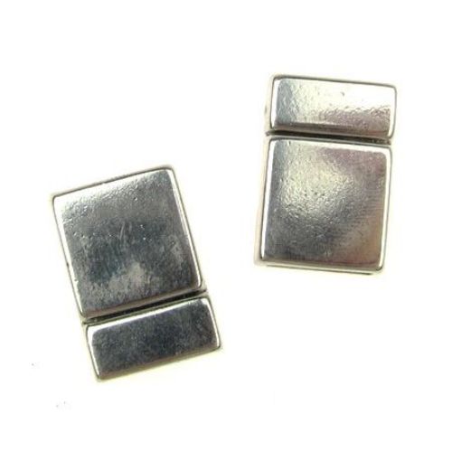 Metal magnetic clasp 21x14x6 mm hole 10x2.7 mm color silver -1 set