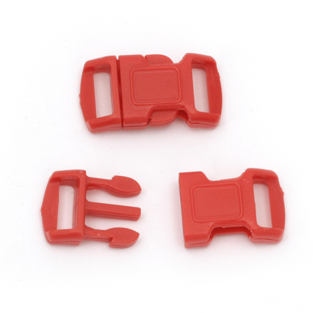 Plastic clasp 15x28 mm hole 10 mm red -10 pieces