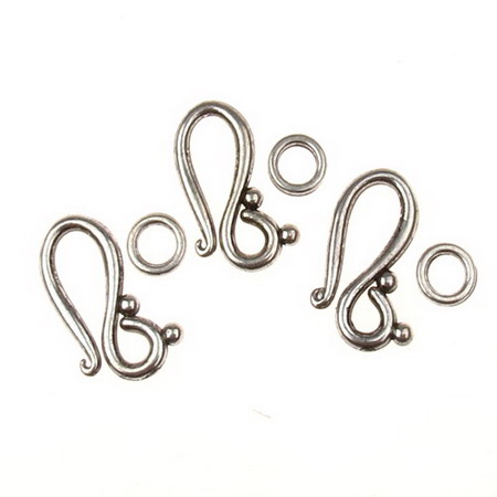 Two-piece Metal Clasp for Jewelry Finishing / 12x20.5x7.5 mm, Hole: 5 mm / Old Silver -10 sets
