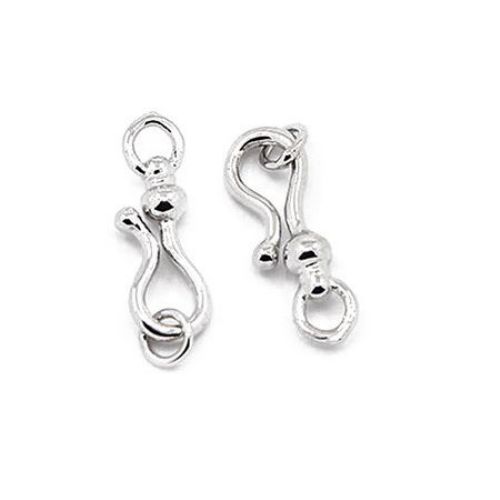 Metal Clasp with Jump Ring / 23x8x2 mm, Hole: 3 mm / Silver color - 1 set