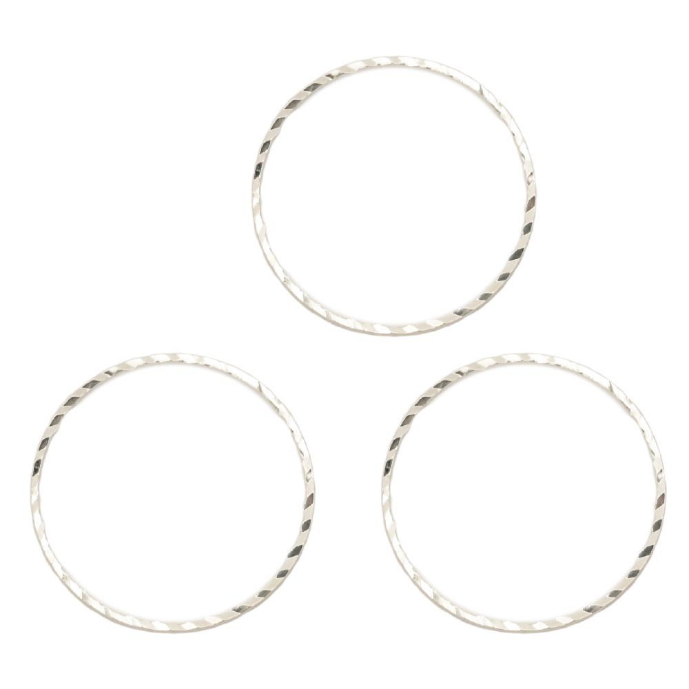 Metal Hoop with Relief for Jewelry Making / 17x0.5 mm / Silver - 10 pieces