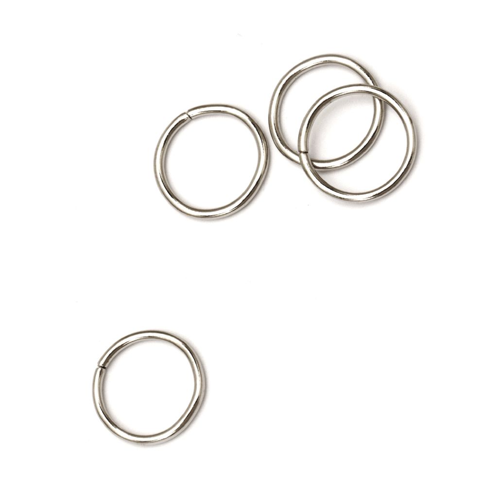 Metal Open Split Ring for DIY Key-chains, Bracelets, Charms / 16x1.5 mm / Silver - 50 pieces