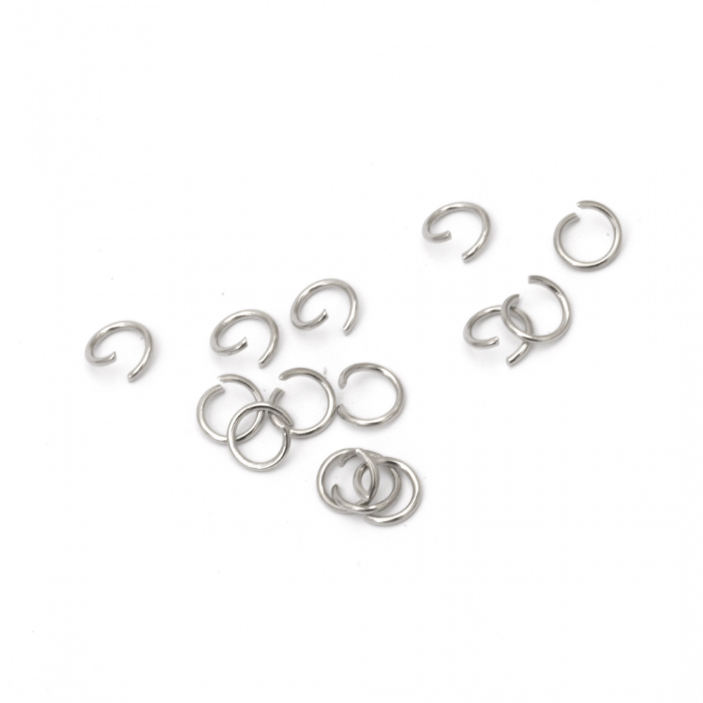 Steel Ring, 6x0.8 mm Thickness, Silver - Pack of 200