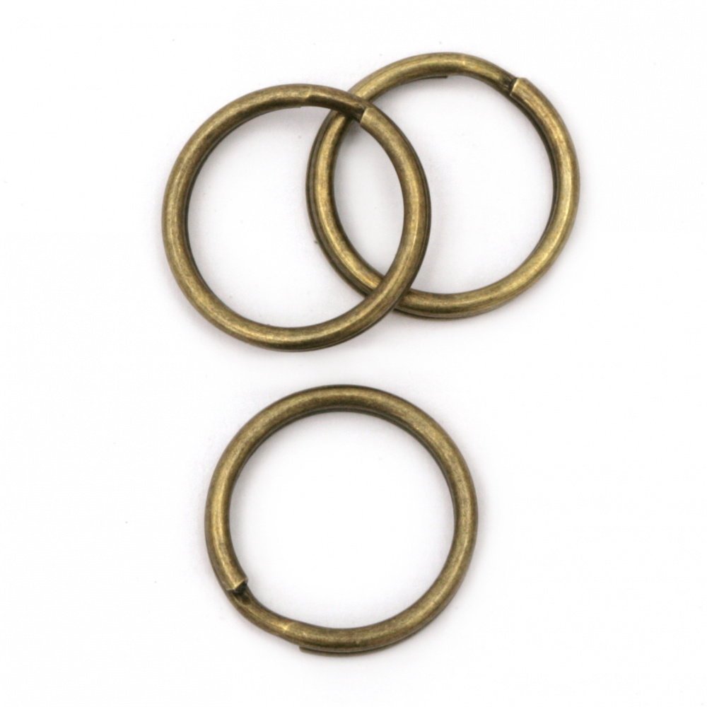 Double Metal Ring for Key chains, Macrame, Craft Projects / 15x1.2 mm / Antique Bronze - 20 pieces
