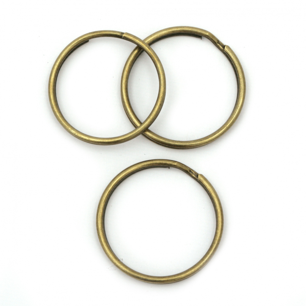 Double Metal Rings for Key-chains / 25x1.5 mm / Antique Bronze - 10 pieces