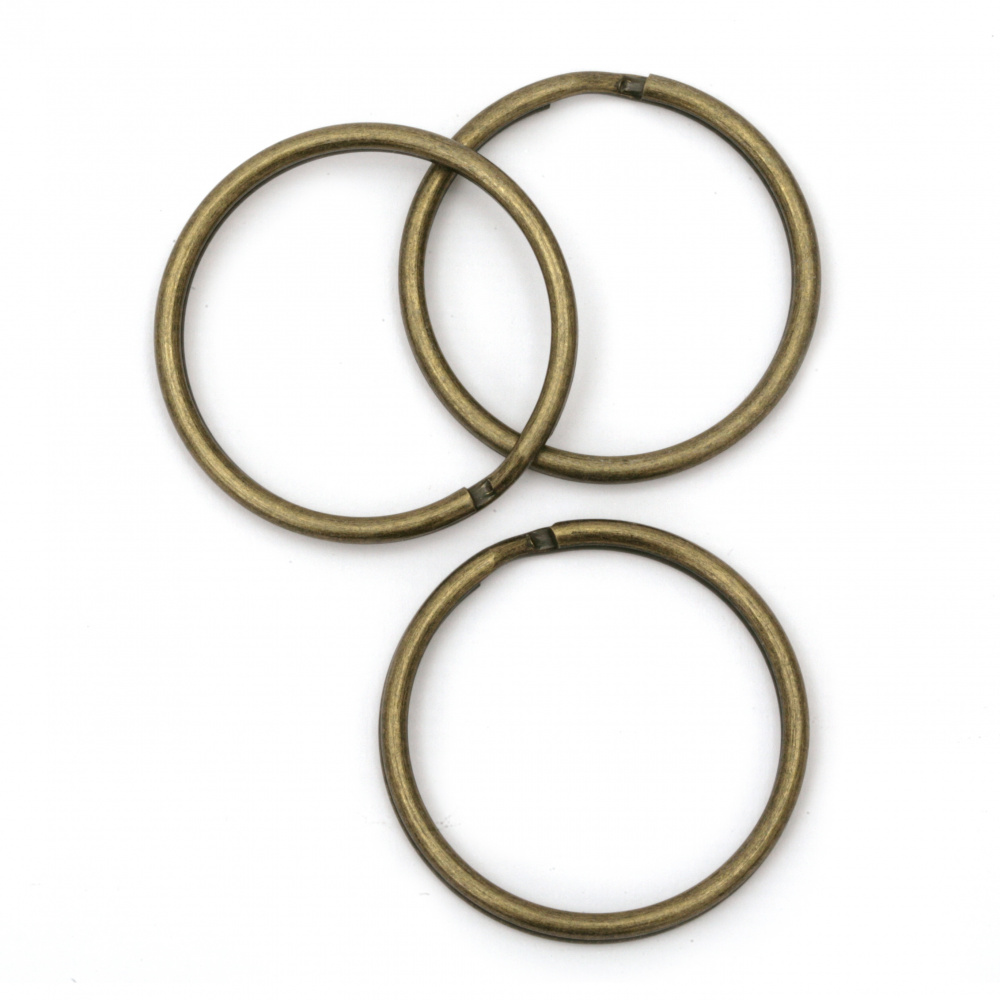 Double Metal Rings for Keys Attachment / 35x2 mm / Antique Bronze - 10 pieces