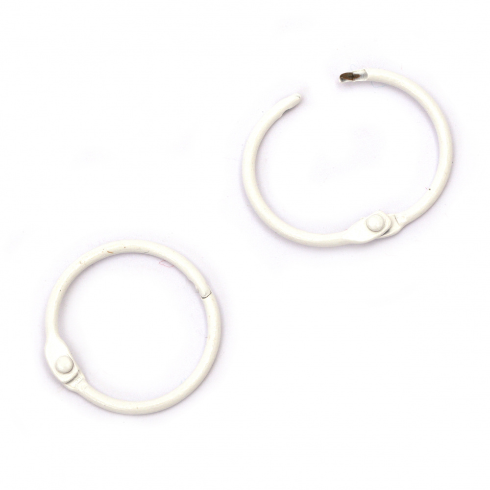 Loose Leaf Binder Ring, Lockable / 30 mm / White Color - 4 pieces