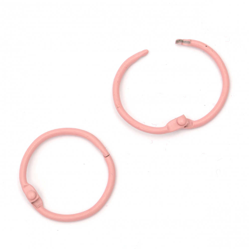 4Pcs Pink Colored Loose Leaf Binder Rings for Album Book, Scrapbooking & Key Chains, Size: 30 mm, lockable, with slip on closure