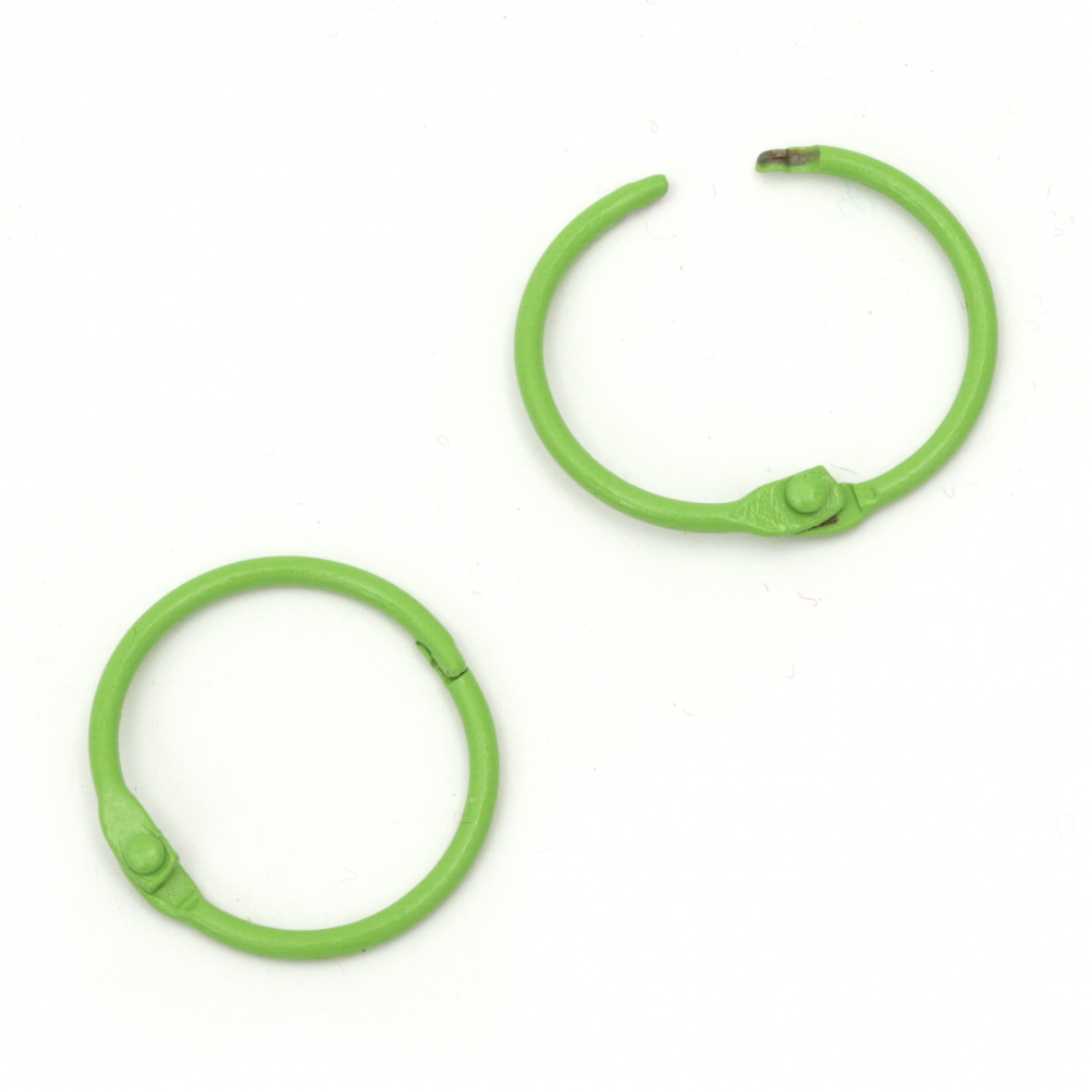 Loose Leaf Binder Rings for Album Book, Scrapbooking & Key Chains, Size: 30 mm, lockable, with slip on closure, Color Green, 4Pcs