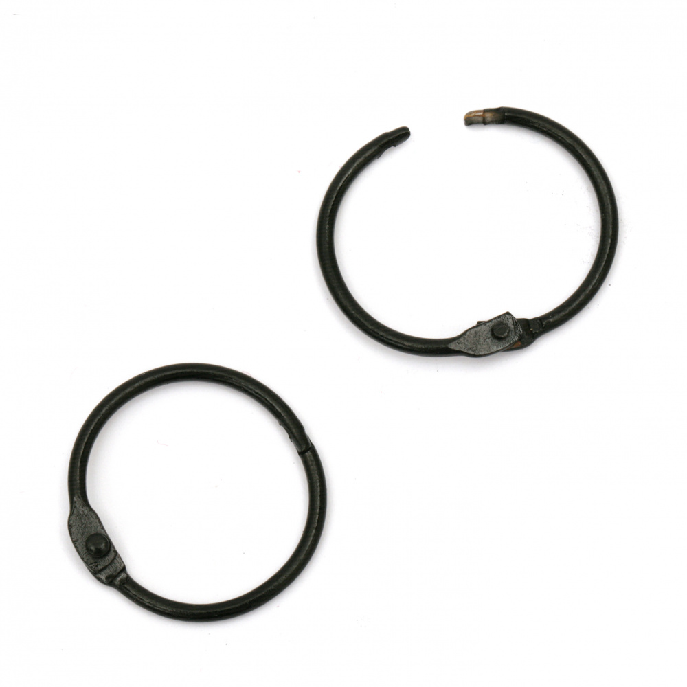 Loose Leaf Binder Ring, Lockable / 30 mm / Black - 4 pieces