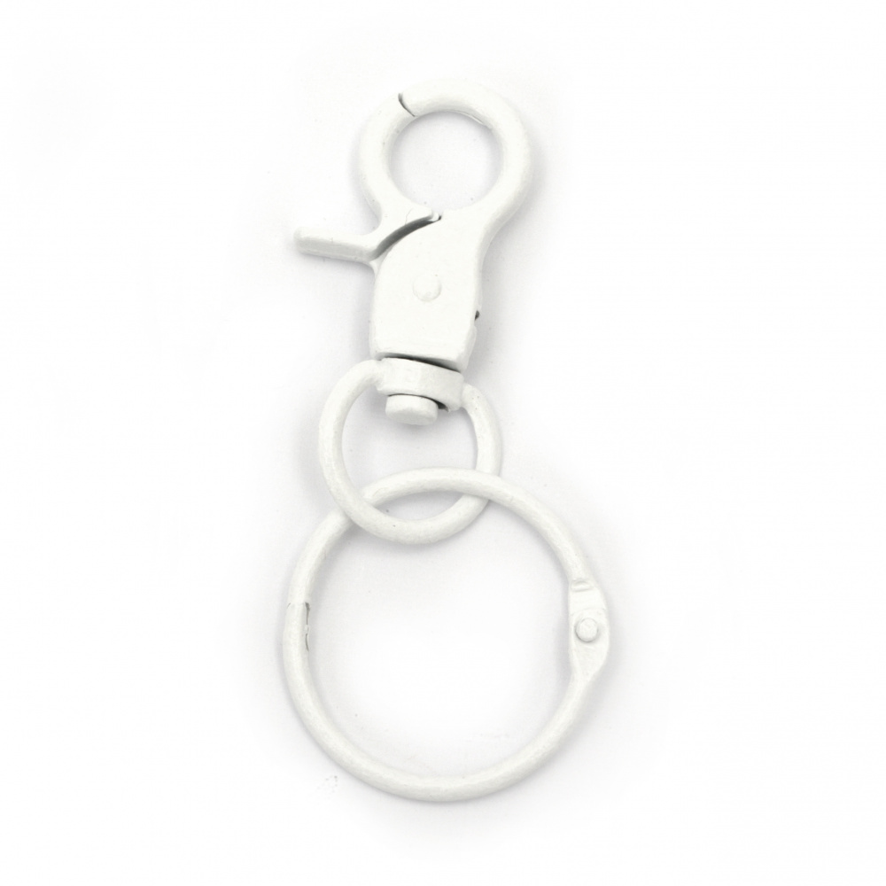 Lobster Claw Clasp Key Chain /  45x30 mm / White