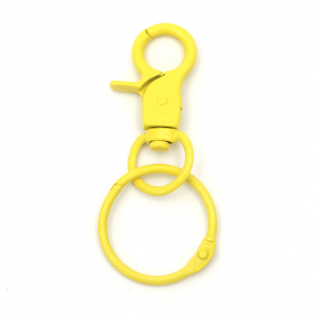 Карабинка и халка за ключодържател 45x30 мм цвят жълт