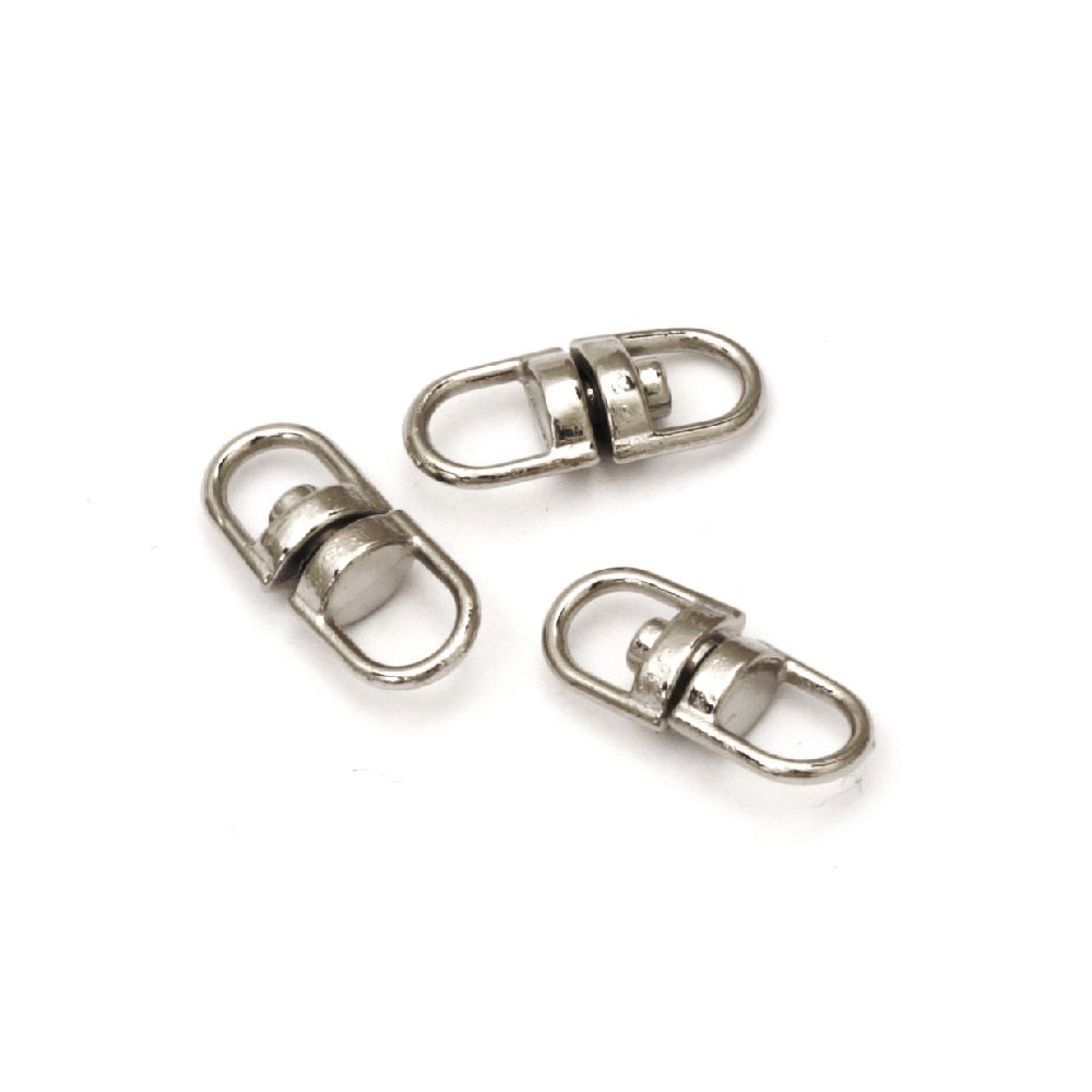 Double-End Swivel Key Ring /  6.5x15.5 mm / Silver Color - 30 pieces