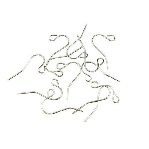Fish Hook Earring Making Metal 18x18 mm hole 2 mm color silver -50 pieces