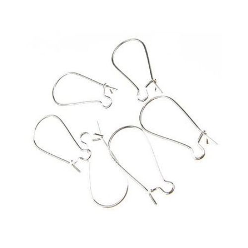 Fish Hook Earring Making Metal 24x11 mm color white -50 pieces