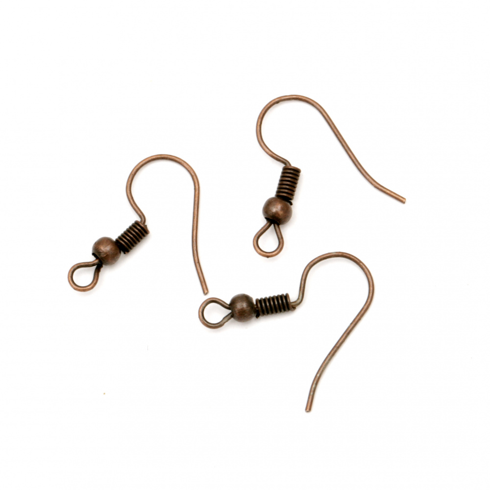 Fish Hook Earring Making Metal 19x18 mm color copper -50 pieces