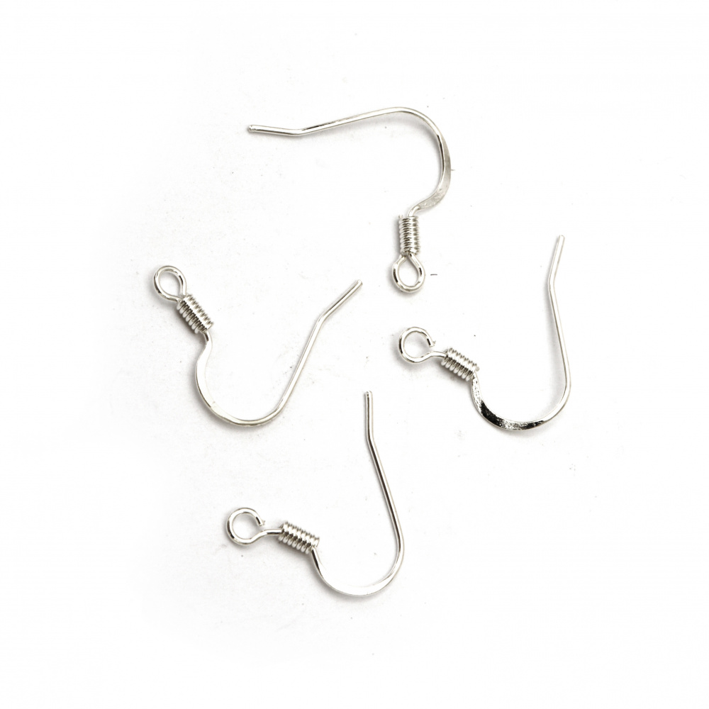 Fish Hook Earring Making Metal 16x18 mm hole 1.5 mm flat color white -50 pieces