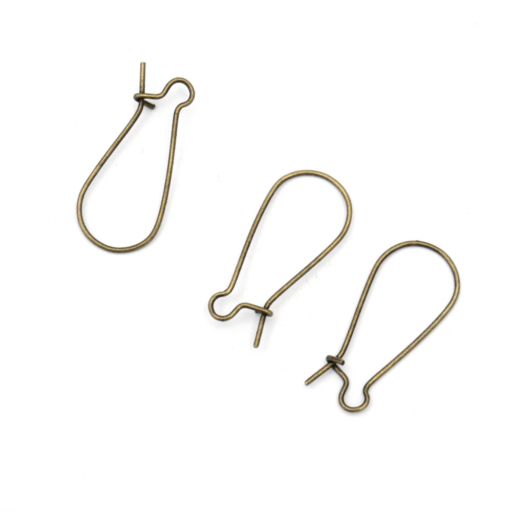 Screw Back Earring Hooks / 16x10 mm, Hole: 1 mm / Color: Silver - 4 pieces