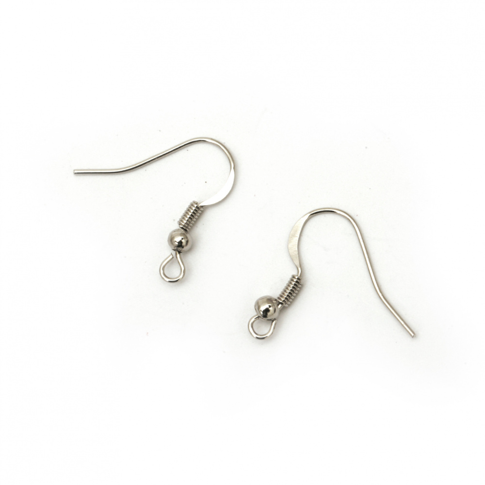 Fish Hook Earring Making Metal 18.9x19 mm hole 1.5 mm flat color silver -50 pieces