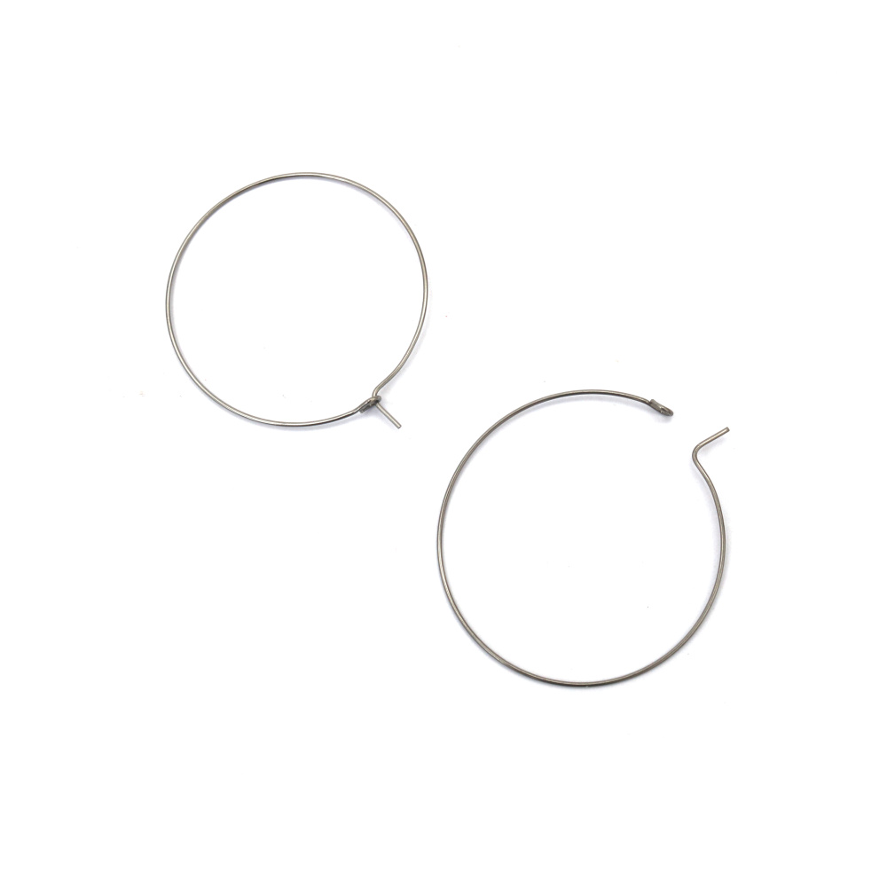 Stainless Steel Earring End Cap 30 mm Opening Ring, Silver Color - 20 pcs