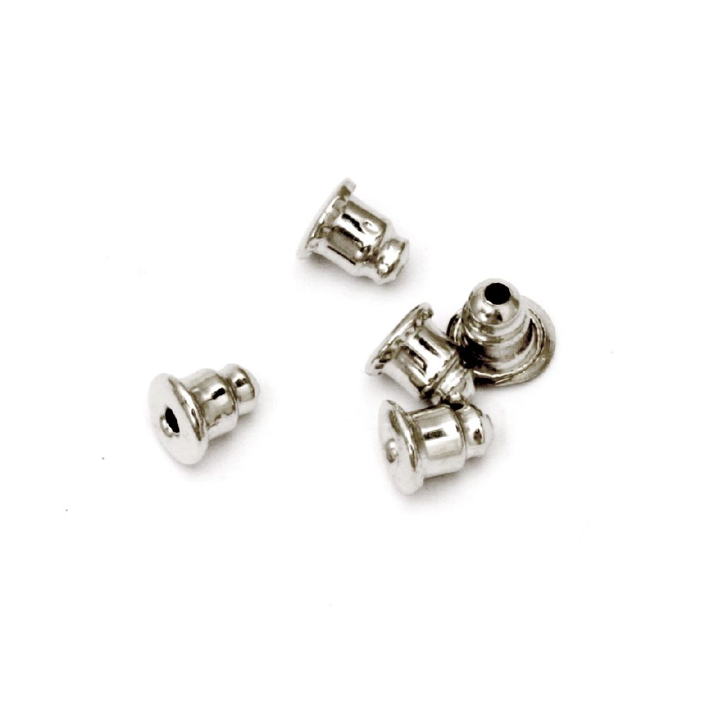 Earring screw 5x5 mm hole 1 mm color silver -50 pieces