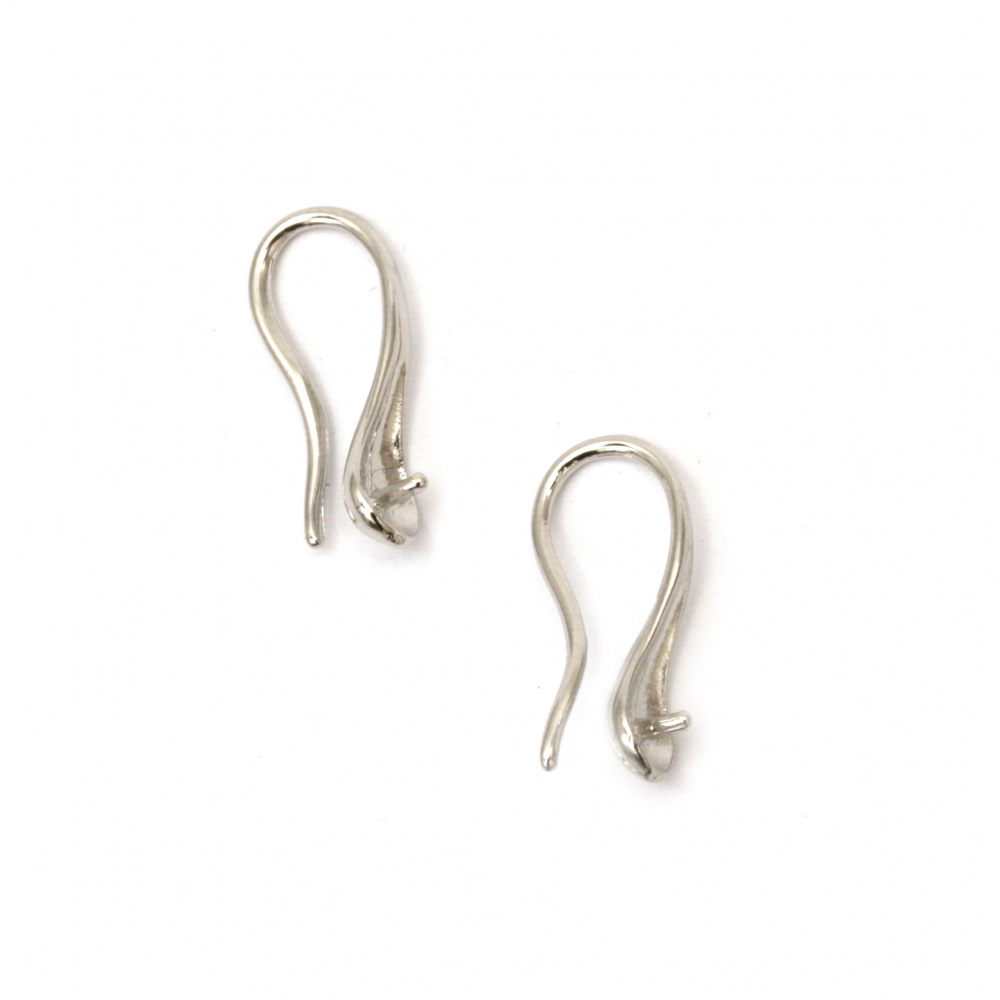 Metal Fish Hook Earrings / 14x7 mm / Silver - 10 pieces