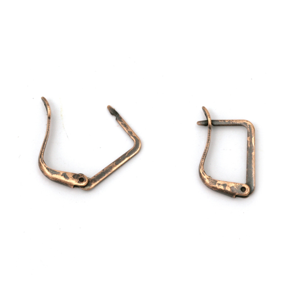 Clasp Earring Hooks / 13x9 mm / Antique Copper - 10 pieces