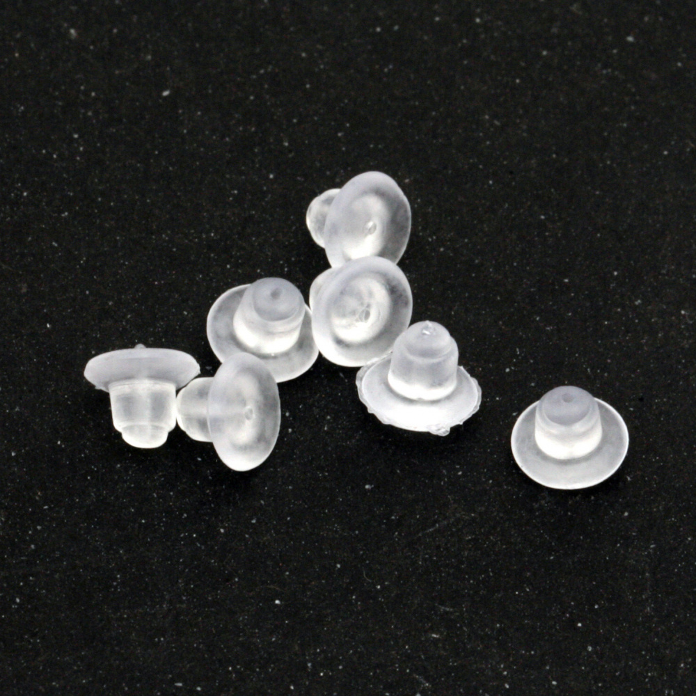 Silicone Earring Backs for Studs / 5x7 mm, hole 0.5 mm - 200 pieces