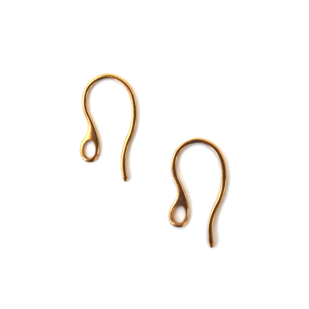 Steel Earring Tip 23x12x1 mm, Hole 2x3 mm, Gold Color - Set of 4 Pieces