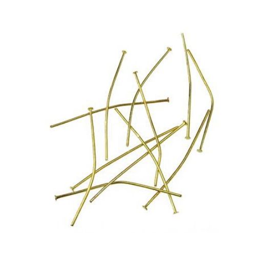 Flat Head Pins for Jewelry Making / 40 mm / Gold - 10 grams ~ 55 pieces
