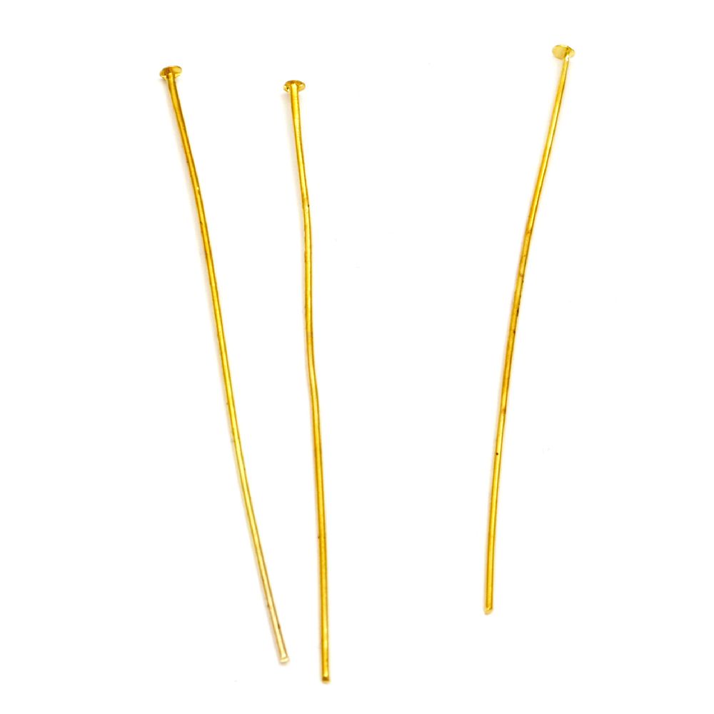 Metal Head Pins for DIY Jewelry Making / 70 mm / Gold - 10 grams ~ 30 pieces