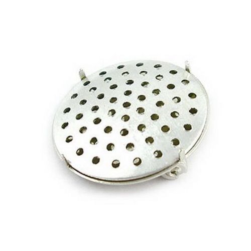 Base for brooch metal with a needle 24 mm and metal base for jewelry 24 mm color silver -1 set