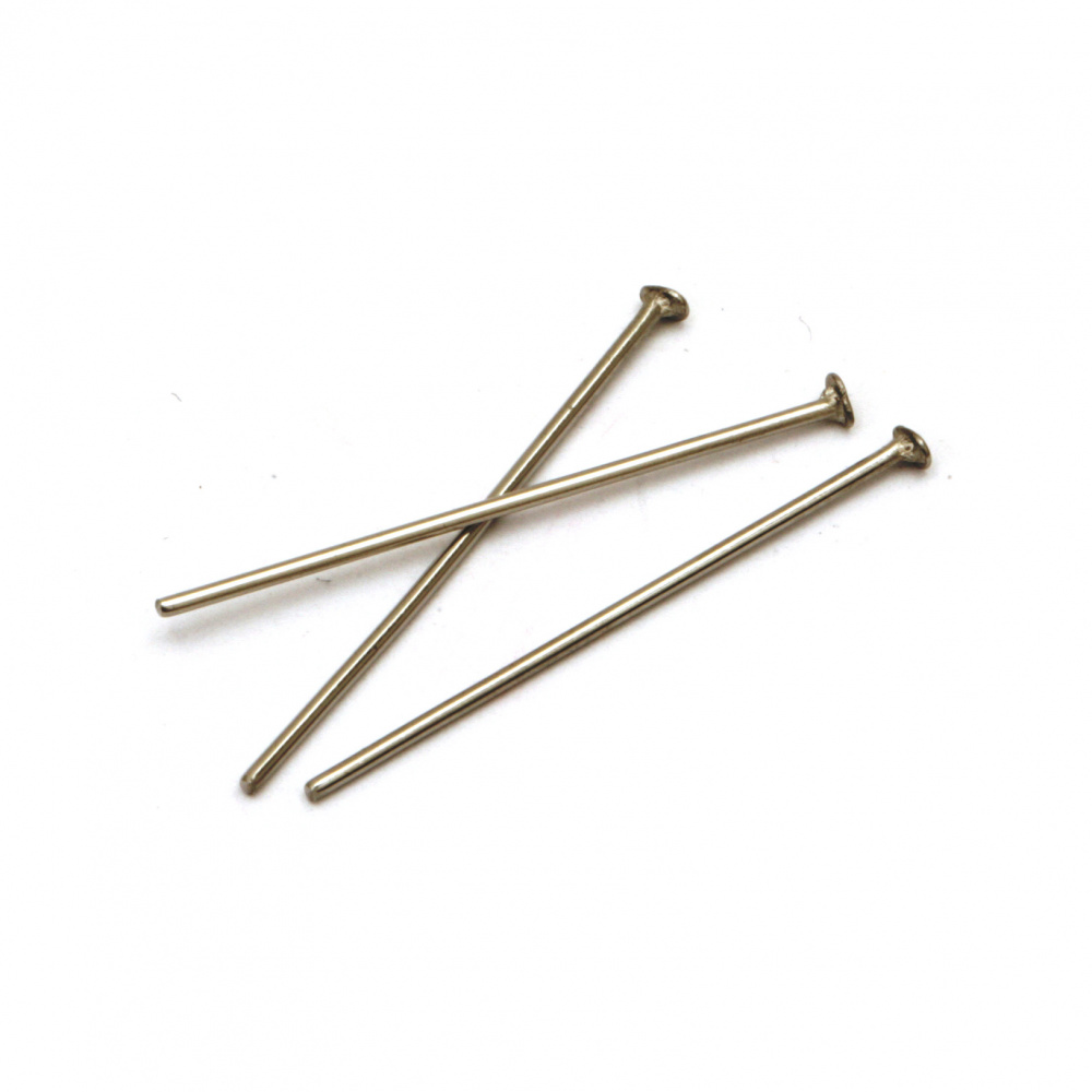 Steel Head Pin for DIY Jewelry /  25x0.8 mm / Silver - 20 pieces