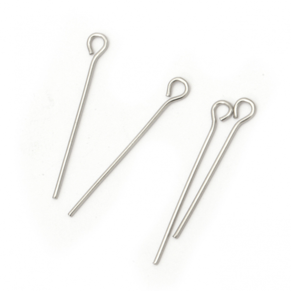 Connecting Element Made of Steel, 25x0.7 mm, with Ring, Silver Color - Pack of 50