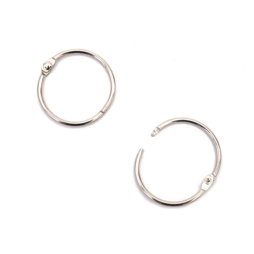 Lockable Album Ring 34x3 mm,   Silver Color - 4 pieces