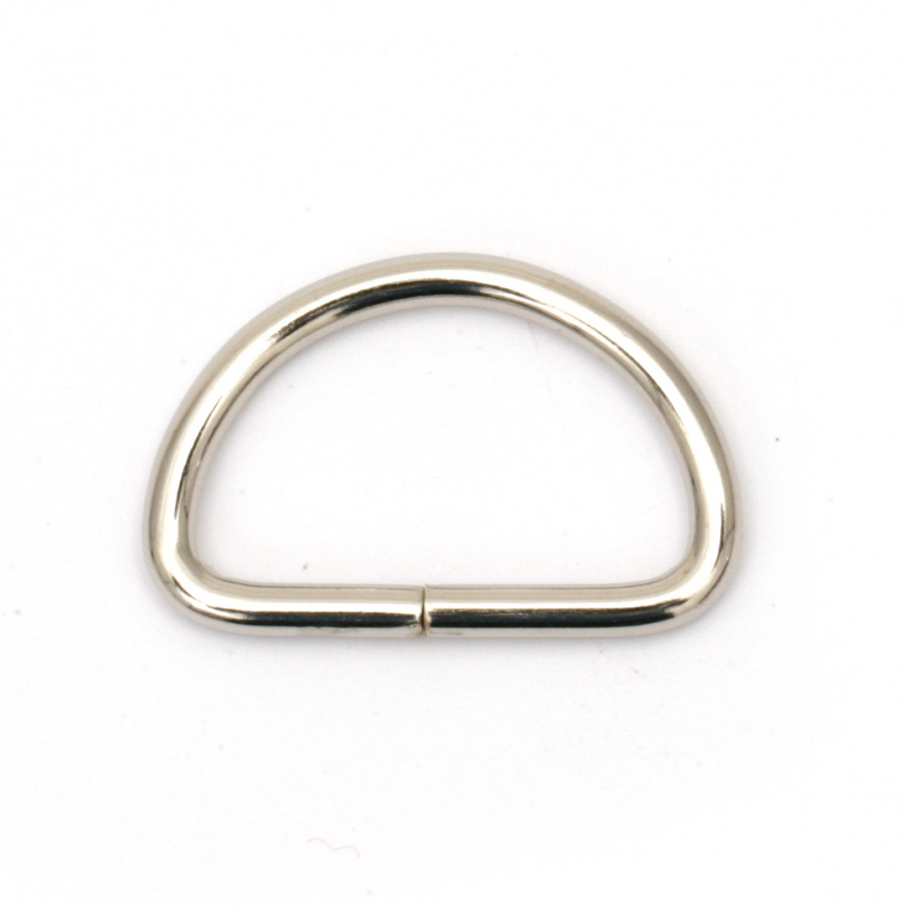Metal D-Rings Buckle for Belts, Bags, Keychains / Inner Diameter: 20x12x2.2 mm / Silver - 20 pieces