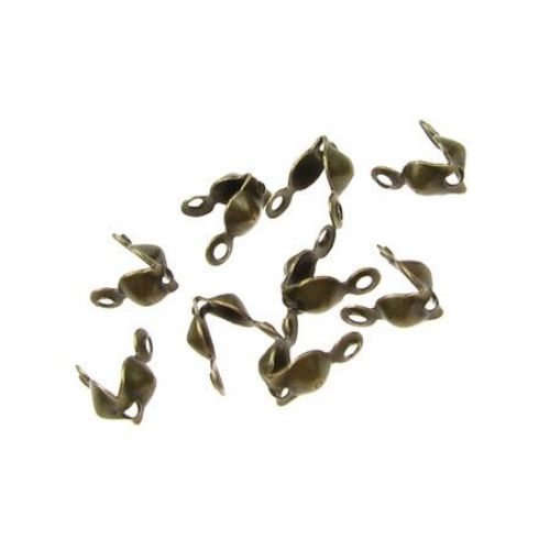 Metal End Caps for DIY Jewelry Making / 8x4 mm / Antique Bronze - 50 pieces