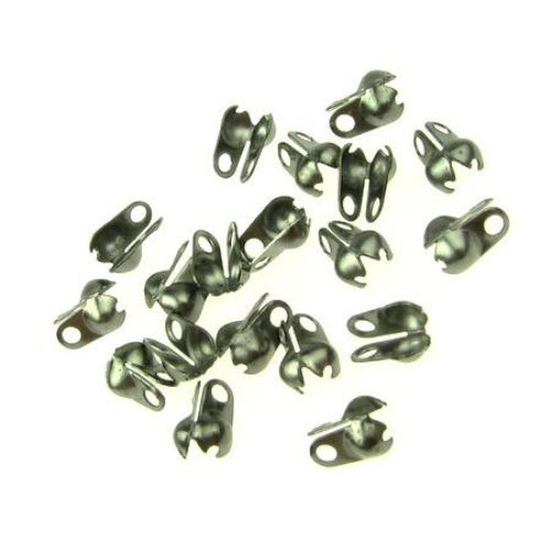 Metal Knot Covers for Jewelry Design / 5x3 mm / Hole: 1 mm / Graphite - 50 pieces