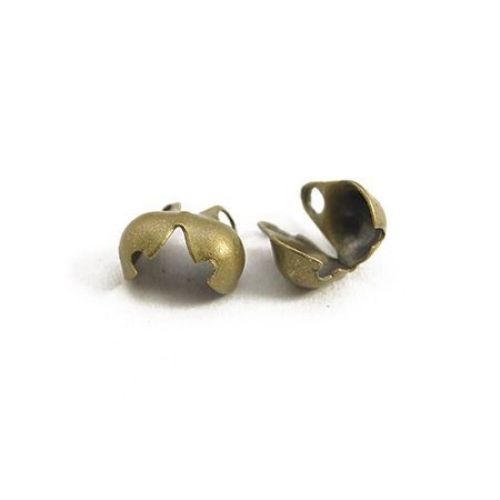 Metal Open Bead Tips / 5x6 mm,  Hole: 1 mm / Antique Bronze - 50 pieces