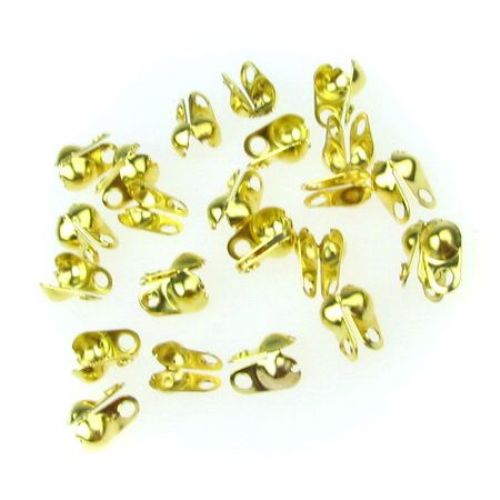 Metal Open Bead Tips for Jewelry Making / 8x5 mm, Hole: 1 mm /  Gold - 50 pieces