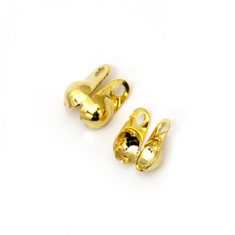 Metal Open Bead Tips for Knots / 9.5x5 mm, Hole: 1.5 mm / Gold - 20 pieces