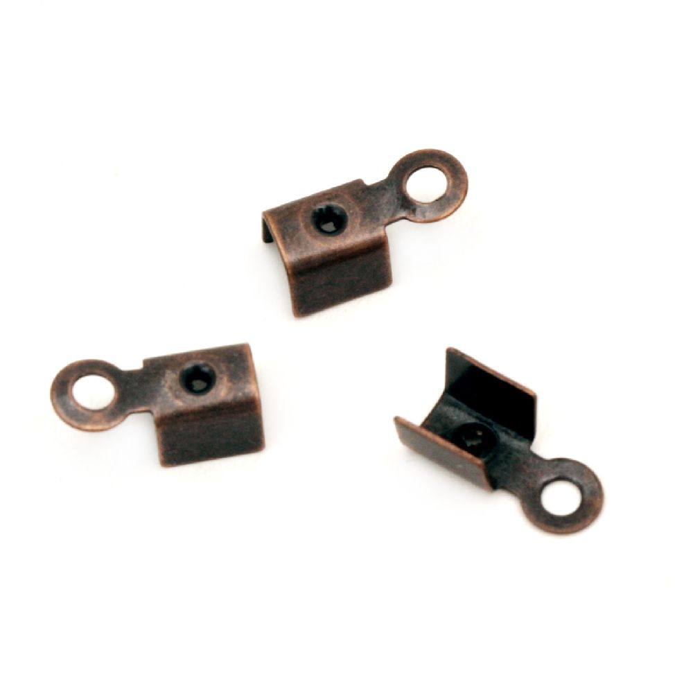 Metal Ending Clasp Tips / 5x9 mm / Antique Copper - 50 pieces